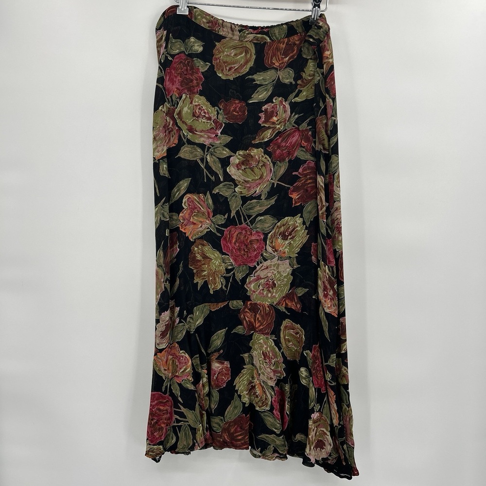 Vintage Coldwater Creek Floral Whimsigoth Maxi Skirt Size XL Fairy Grunge Moody